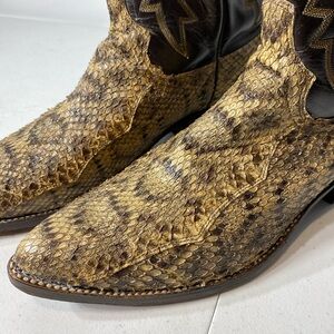 Dan Post Vintage Tan Diamond Back Rattlesnake Snakeskin Cowboy Boots